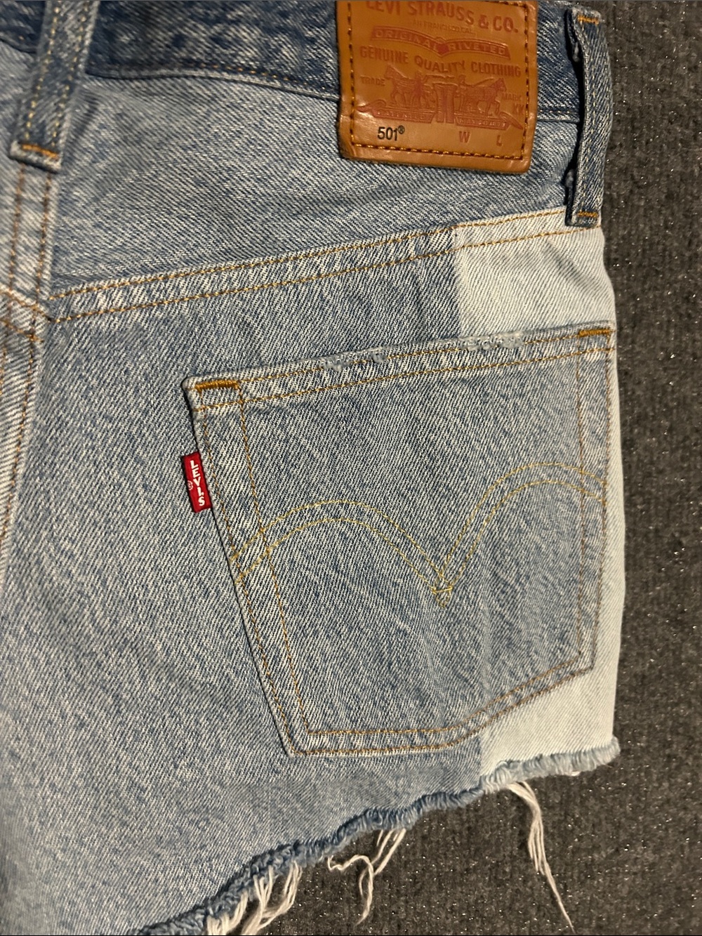 Levi's premium Two-Tone Blue Cutoff Denim Shorts - Picture 6 of 6